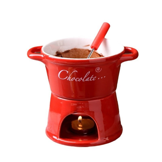 Hot Pot Cup Binaural Ceramic Chocolate Melting Furnace Cheese Heating